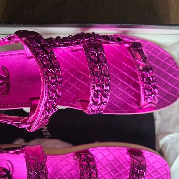 Chanel Pink sandals shoes size 40 New - Picture 6 of 13
